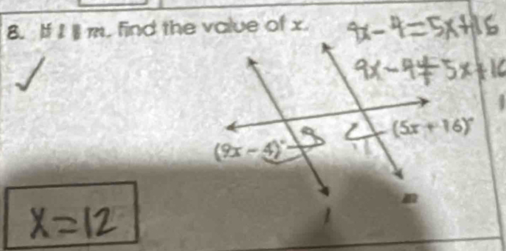 If I ll m. find the value of x.