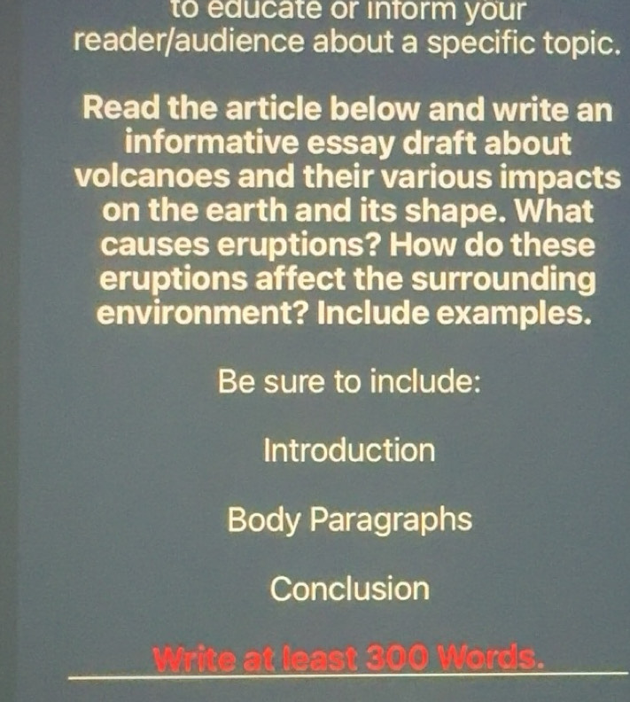 Solved: to educate or inform your reader/audience about a specific ...