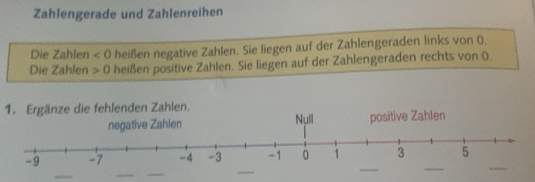 Gelöst:Zahlengerade und Zahlenreihen Die Zahlen ∠ O heißen negative ...