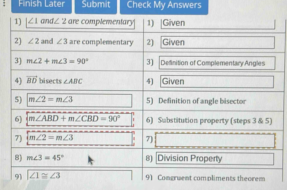 Finish Later Submit Check My Answers