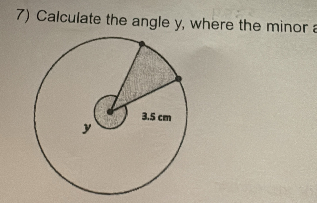 Calculate the angle y, where the minor a