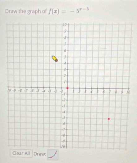 Draw the graph of f(x)=-5^(x-5)
14 
Draw: