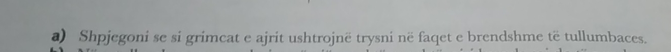 Shpjegoni se si grimcat e ajrit ushtrojnë trysni në faqet e brendshme të tullumbaces.