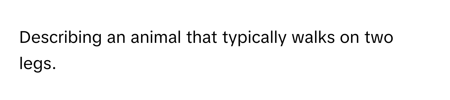 Describing an animal that typically walks on two legs.