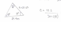 c= (12.2)/sin (35) 