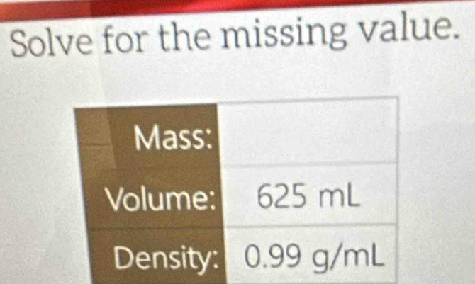 Solve for the missing value.