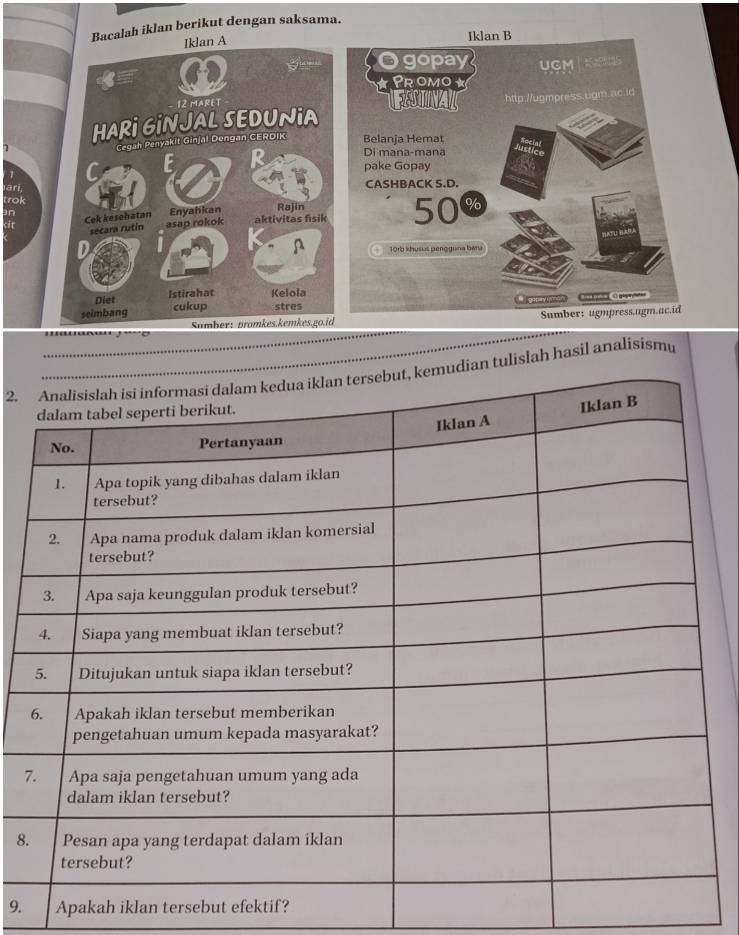 Bacalah iklan berikut dengan saksama.
1
ari, 
trok
in
cit
__
2.ian tulislah hasil analisismu
7
8.
9. Apakah iklan tersebut efektif?