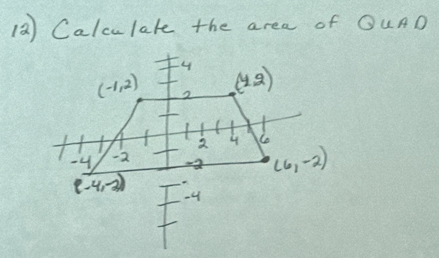 (2) Calculate the area of GUAD