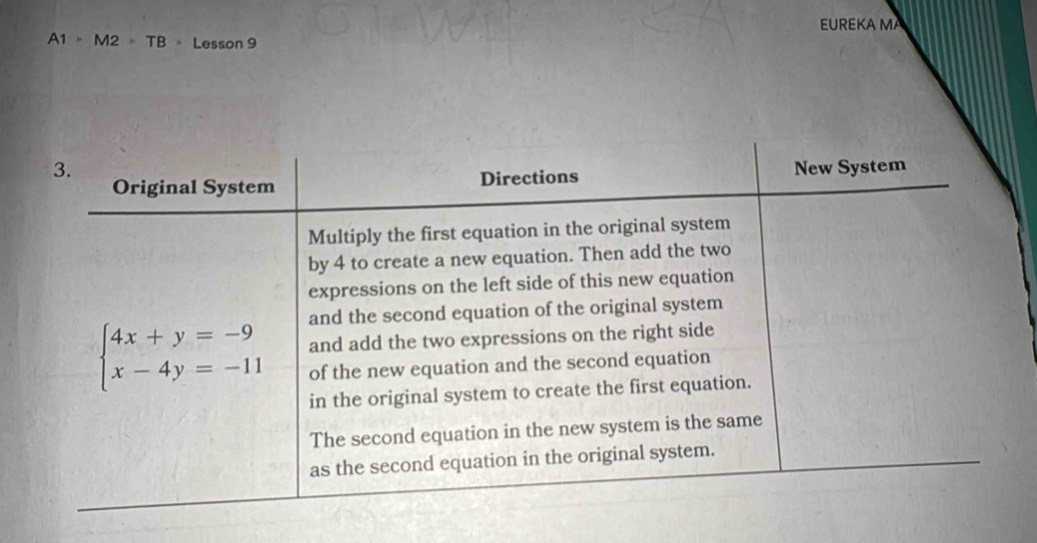 EUREKA MA
A1=M2=TB Lesson 9