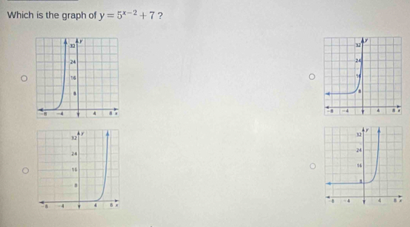 Which is the graph of y=5^(x-2)+7 ?