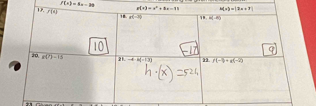 f(x)=5x-20
23 Given