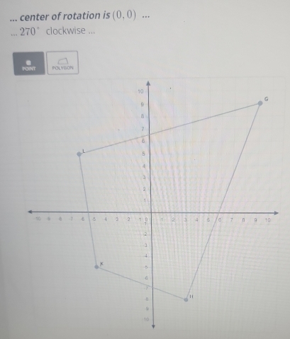 ... center of rotation is (0,0)...
270° clockwise ...