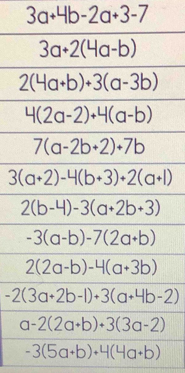 3a+4b-2a+3-7