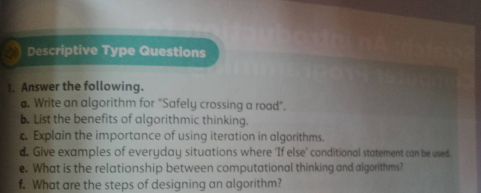 Solved: Descriptive Type Questions 1. Answer the following. a. Write an ...