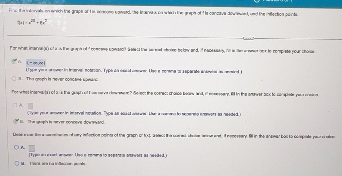 Solved: Find the intervals on which the graph of f is concave upward ...
