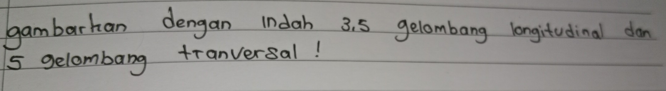 gambarhan dengan indah 3. 5 gelombang longitudinal dan
5 gelombang tranversal!