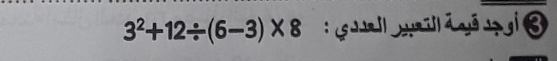 3^2+12/ (6-3)* 8