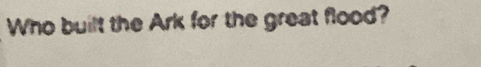 Who built the Ark for the great flood?