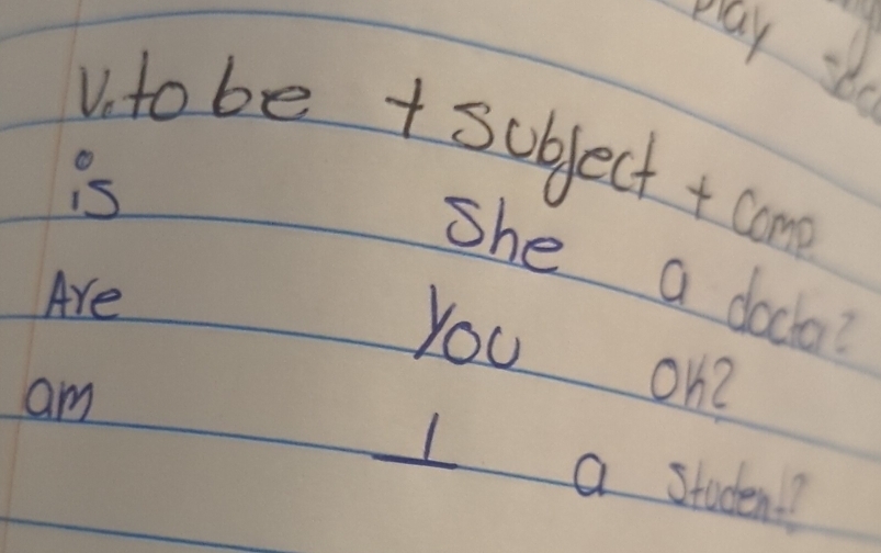Resuelto:play so V. to be +subject +com is she a doclo Are You on? am I ...