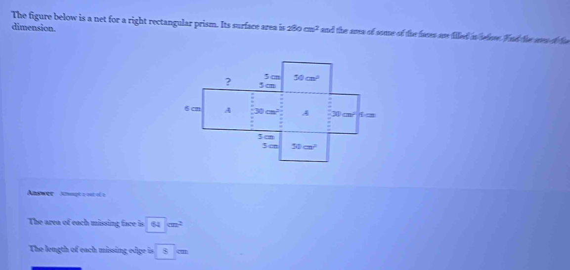 Solved: The figure below is a net for a right rectangular prism. Its ...