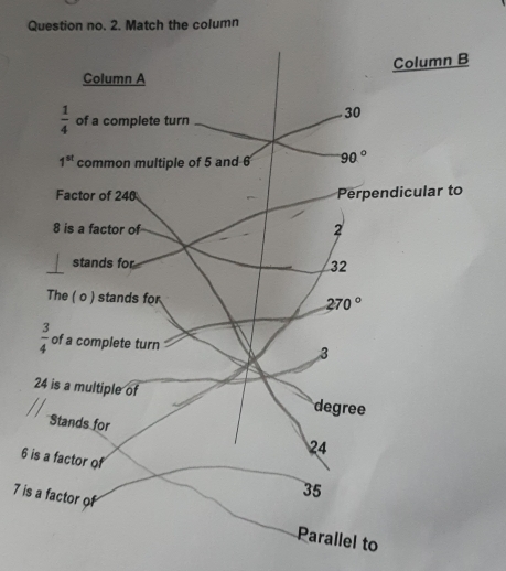 Question no. 2. Match the column
mn B
lar to
6
7 i
l to