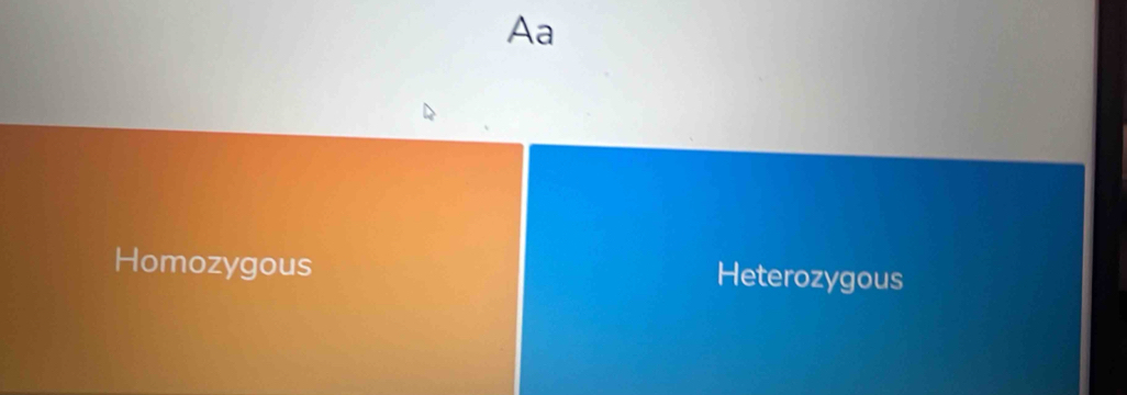 Aa
Homozygous Heterozygous