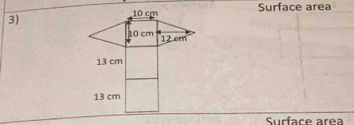 Surface area 
3) 
Surface area