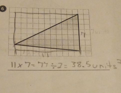 11* 7=77/ 2=38.5units^2