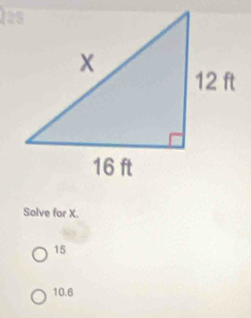 Solve for X.
15
10.6