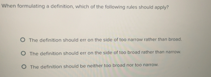 Solved: When formulating a definition, which of the following rules ...