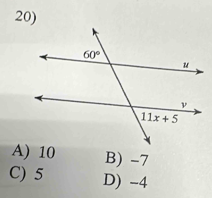 A) 10
B) -7
C) 5
D) -4