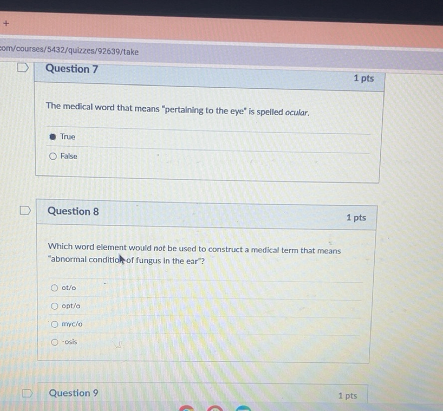 Solved: + com/courses/5432/quizzes/92639/take Question 7 1 pts The ...