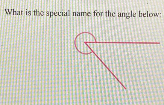 What is the special name for the angle below: