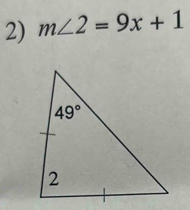 m∠ 2=9x+1