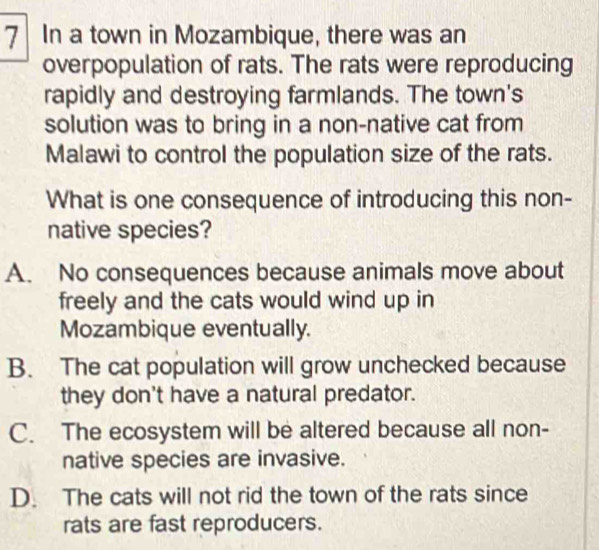 In a town in Mozambique, there was an overpopulation of rats. The rats ...