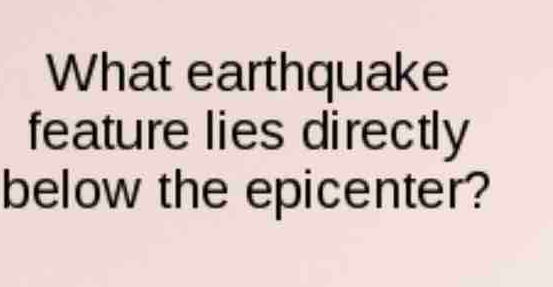 What earthquake 
feature lies directly 
below the epicenter?