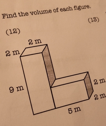 Find the volume of each figure. 
(13) 
(12)