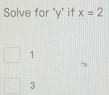 Solve for ' y ' if x=2
1
3