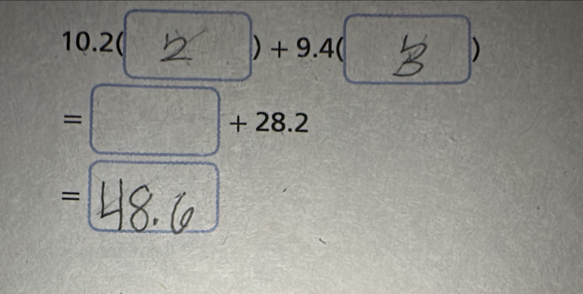 1 0.2( |=
)+9.4(5) )
a 
I
=□ +28.2
=