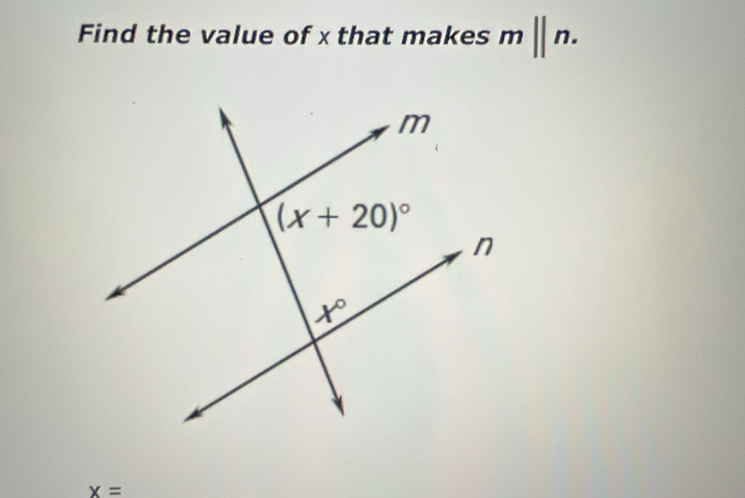 Find the value of x that makes m||n.
x=