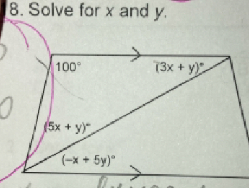 Solve for x and y.