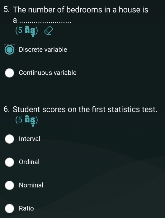 Solved: The number of bedrooms in a house is _a (5 Discrete variable ...