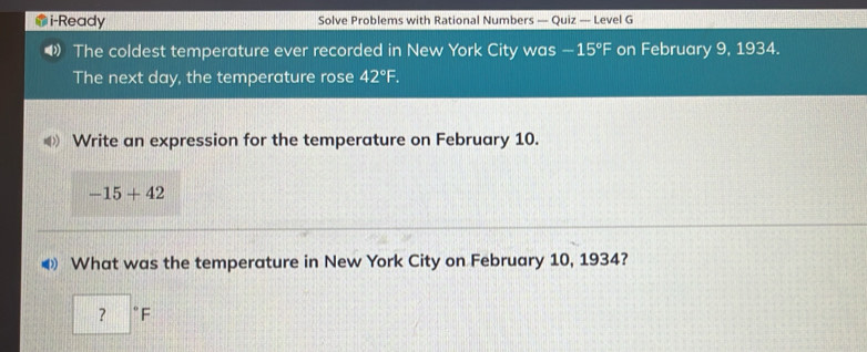 Solved: i-Ready Solve Problems with Rational Numbers — Quiz — Level G ...