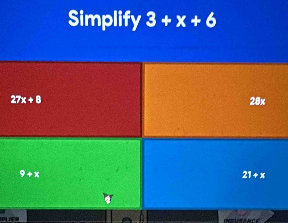 Simplify 3+x+6
PLER