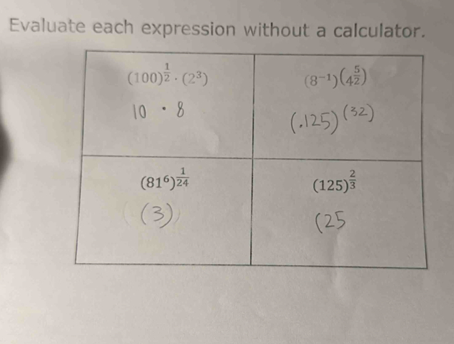 Evaluate each expression without a calculator.