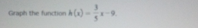 Graph the function h(x)= 3/5 x-9.