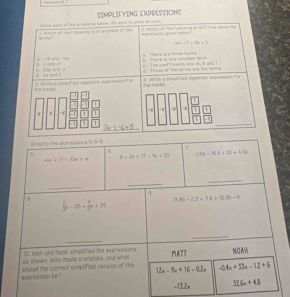 SIMPLIFYING EXPRESSIONS