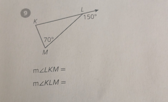 m∠ LKM=
m∠ KLM=