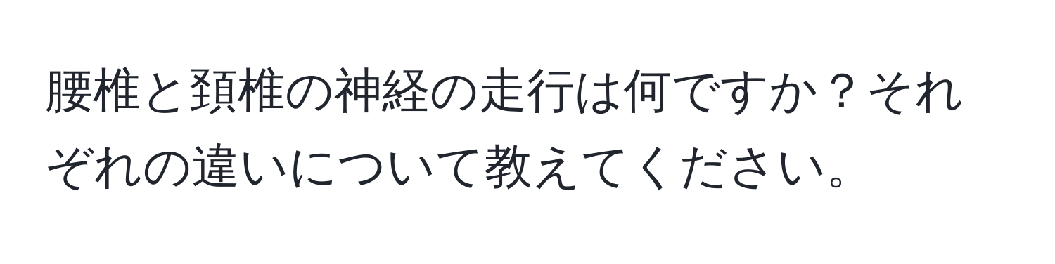 腰椎と頚椎の神経の走行は何ですか？それぞれの違いについて教えてください。