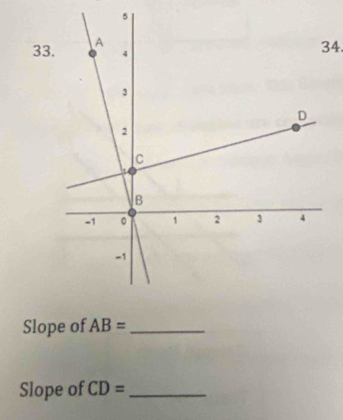 5 
33 
34. 
Slope of AB= _ 
Slope of CD= _